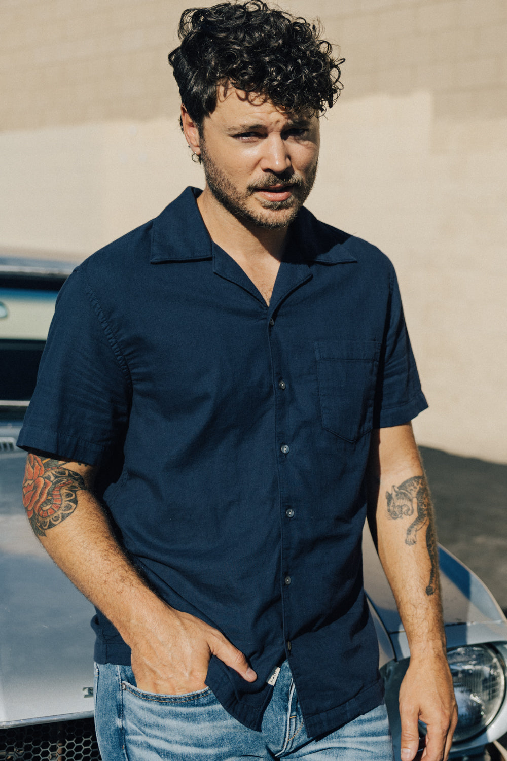 The Wrench Double Gauze Organic Cotton Shirt Navy HIROSHI KATO the-wrench-double-gauze-organic-cotton-shirt-navy-hiroshi-kato