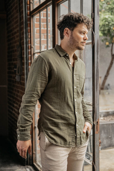 The Ripper Double Gauze Organic Cotton Shirt - Military Green