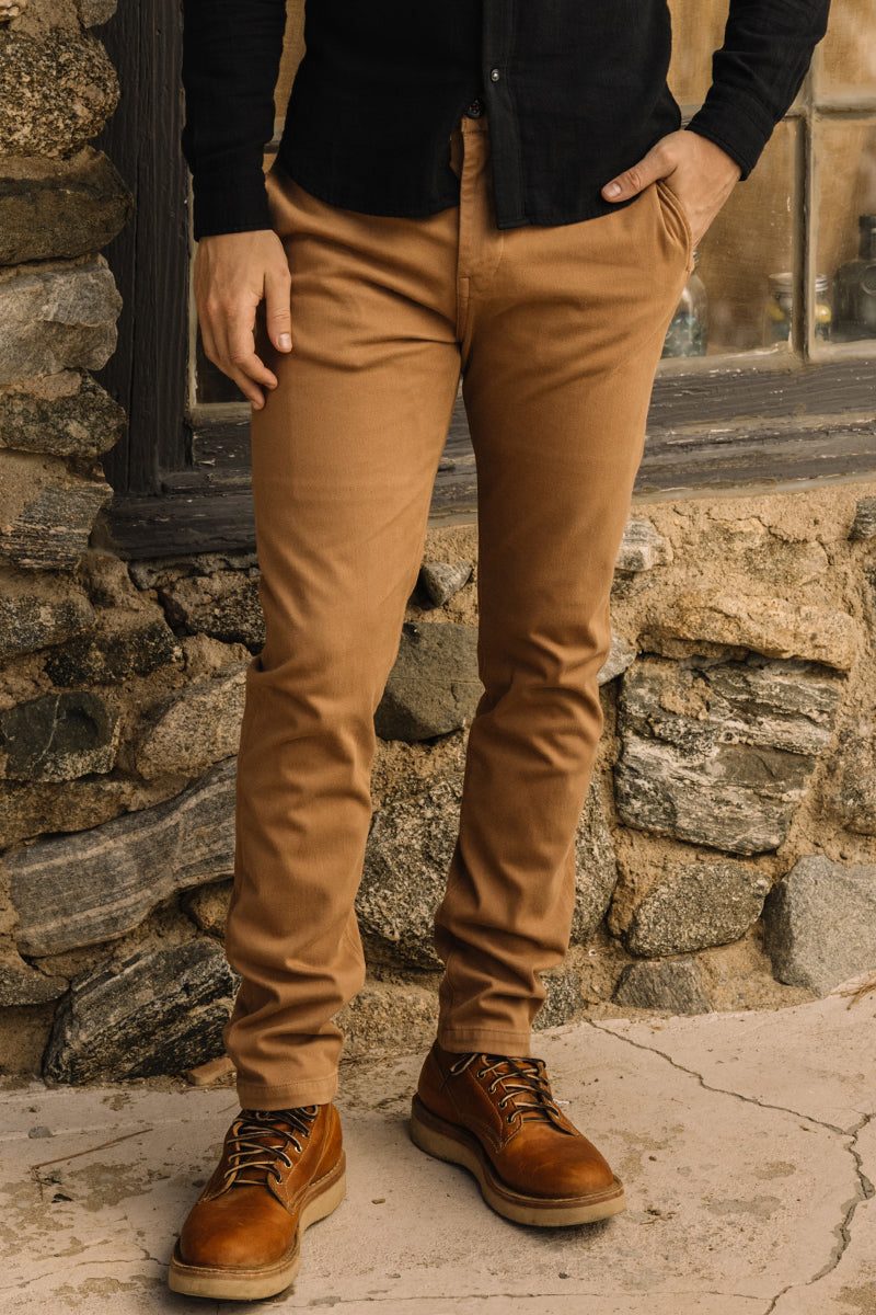 The Axe Slim Denit® Chino - Khaki– HIROSHI KATO | Official Store