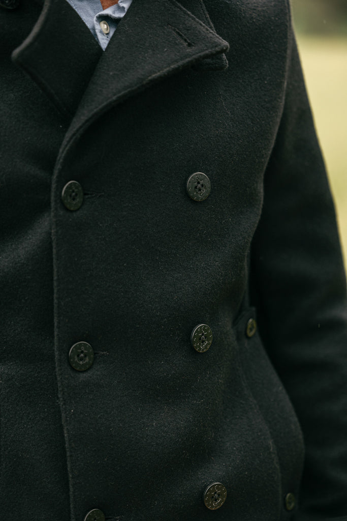 The Mallet Peacoat 21oz Melton Wool - Black– HIROSHI KATO