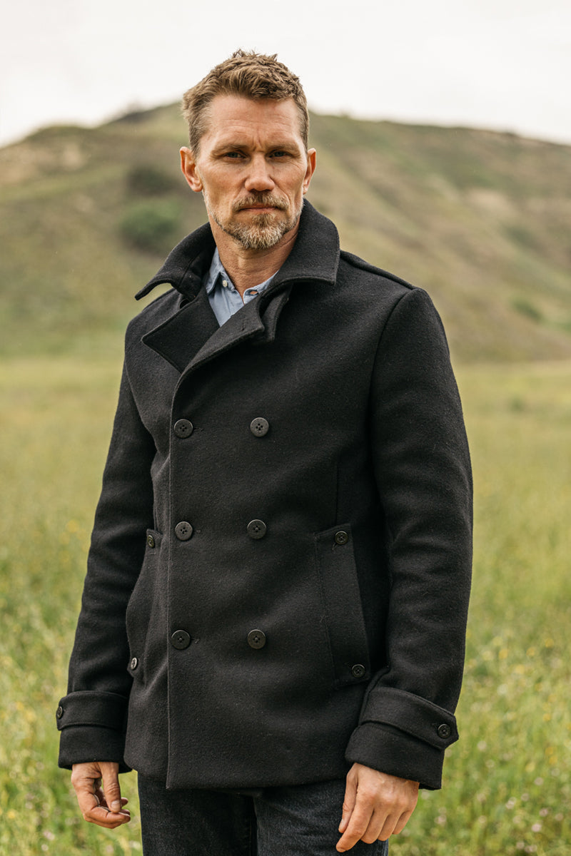 The Mallet Peacoat 21oz Melton Wool - Black– HIROSHI KATO